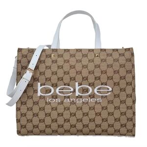 Bebe Los Angeles Tan and White Tote